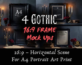 Gothic Frame Mockup Bundle – Dark Academia Victorian Wall Art (Digital Download)