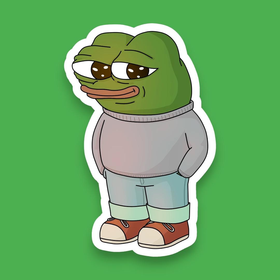 Pepe Frog Sticker - Etsy Hong Kong