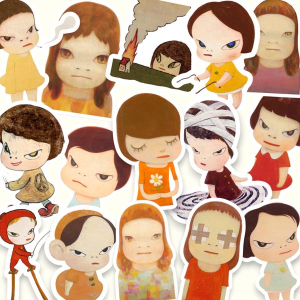 Yoshitello Nara Sticker Pack, Lustige Aufkleber, Lustige Memes, 1-20 Stück, Comedid Sticker Pack, Laptop Aufkleber, KEINE DUPES
