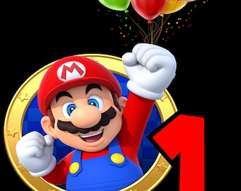 Paquete PNG de cumpleaños de Super Mario (descarga digital)