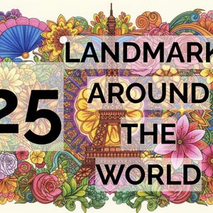 World Wonders Coloring Book for Adults | Stress Relief Activity | 25 Pages