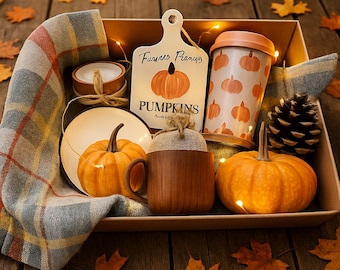 Hygge Fall Gift Box, Cozy Fall Gift Set, Care Package For Her, Harvest Gift, Pumpkin Spice, Self Care Box For Women