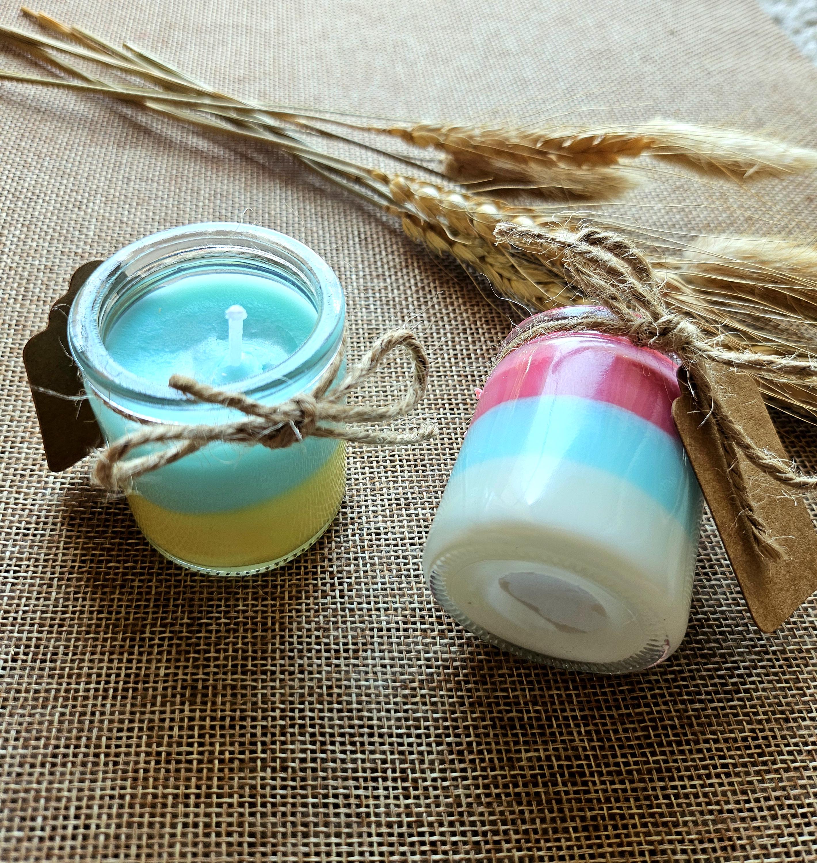 Set of Small Multicolored Candles in Mini Jars - Handmade Home Decor - Etsy