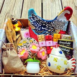 Caixa de presente de frango, Caixa de presente hygge aconchegante, Caixa de presente de autocuidado, Conjunto de presente de Dia das Mães para sua mãe, saudades, enviando um abraço, presente para colegas