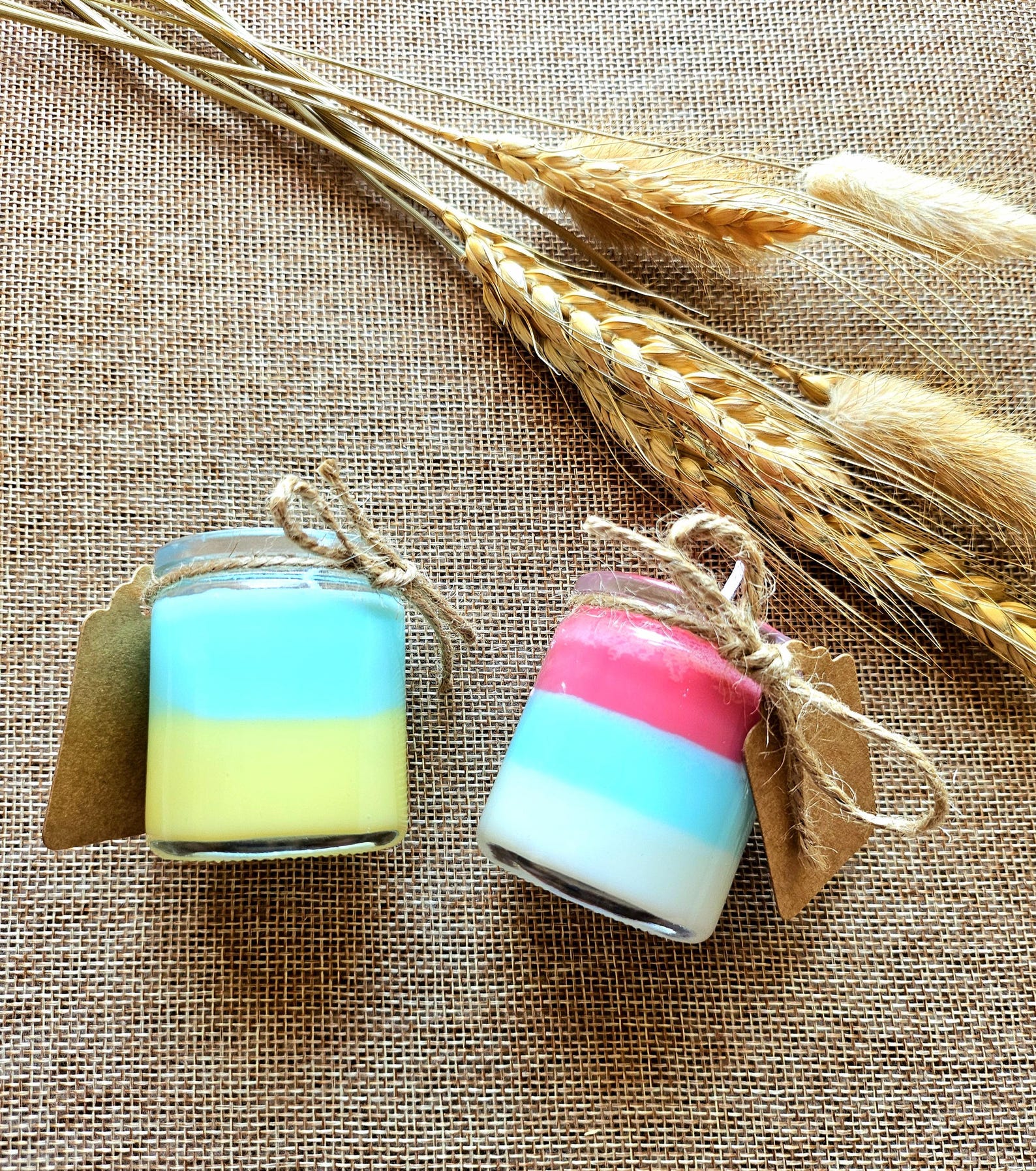 Set of Small Multicolored Candles in Mini Jars - Handmade Home Decor - Etsy