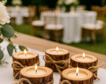 Handmade Wood Log Candle – Natural Tree Trunk Candle, Full Soy Wax Candle in Rustic Wooden Holder, Cozy Home Decor