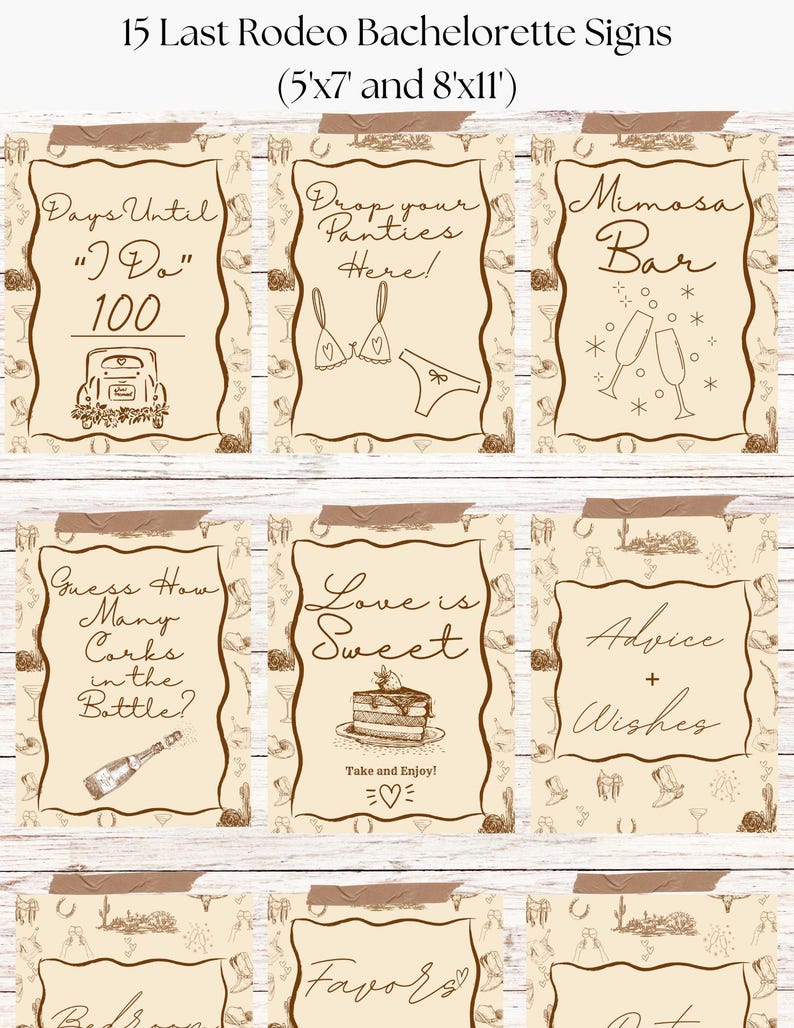 Last Rodeo Bachelorette Games and Signs Bundle | Editable Sign and Game ...