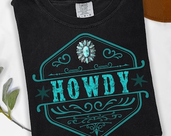 Turquoise Howdy Western Design: Country Fashion PNG (Digital Download)