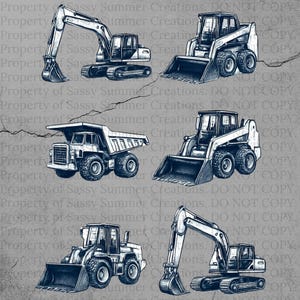 Construction Vehicles Digital Download, Boys T-Shirt Design, Digital Download, PNG, Construction PNG, Digital Design, Instant Download