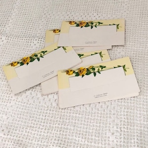 Vintage 1950s Place Cards Name Tags for Tea Luncheon Yellow Roses Gibson Cards