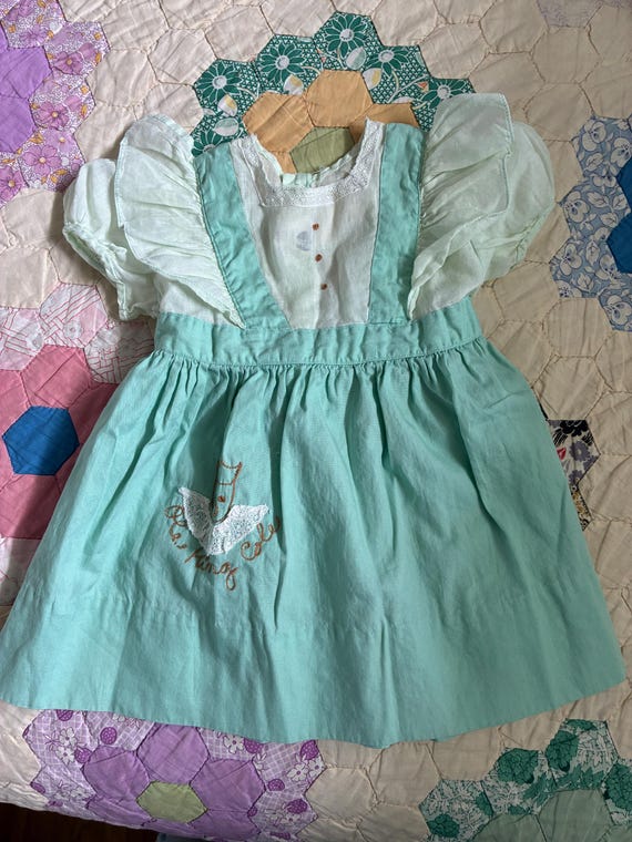 1950s Baby Girl Dress Honeysuckle Toddler Size 1 Green Ole King Cole