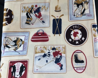 Awesome Vintage Sports Fabric by RJR - Ice Hockey Teens Kids 2 yards