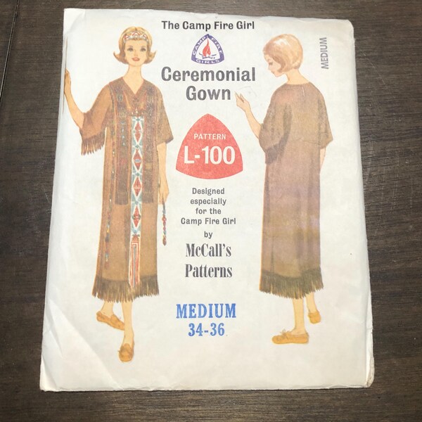 Vintage Camp Fire Girl's Ceremonial Gown Pattern 1965 Uncut McCall's