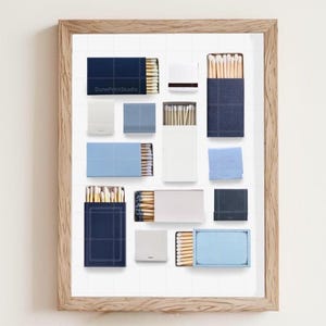 Blue Matchbook Template – Editable Gift & Party Keepsake · Matchbox Design for Weddings, Birthdays and More