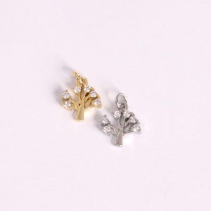 2pcs 18K Gold  Filled Tree of Life Charm,Dainty Zircon Tree of Life Pendant,Mini Tree Charm,Silver Tree of Life Charm,DIY Jeweley Supply