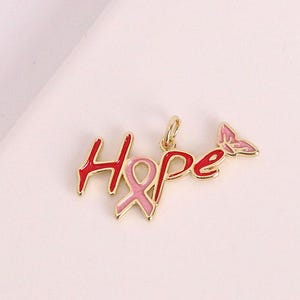 2 peças de pingentes de letras esmaltadas, pingentes de letras de ouro 18K com pingente de esperança, pulseira com pingente de esperança, suprimentos para fazer joias faça você mesmo com pingente de esperança