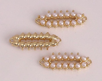2 pendenti con perle cave placcati in oro 18 carati, pendenti con perle, ciondoli geometrici per collana e bracciale, accessori per la creazione di gioielli fai da te.