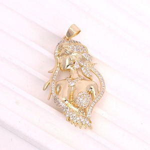 2pcs Gold art nouveau goddess pendant,18K Gold Shiny Zircon goddess charms,Beautiful Goddess Pendant Necklace,Jewelry Making Supply