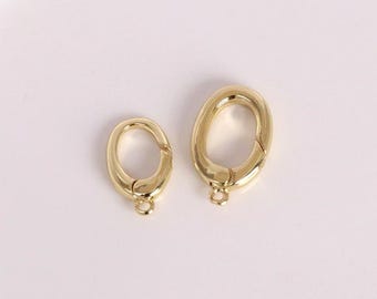 2pcs 18K Gold Filled Oval Carabiner Clasp,Carabiner Lock Connector,Spring Push Gate,DIY Jewelry Clasp,Necklace Bracelet Connector Clasp