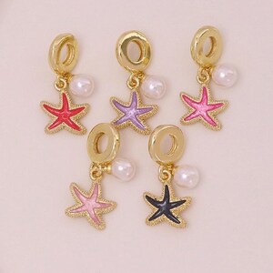 2pcs Starfish Pendant,18K Gold Enamel Starfish Necklace Charm,Bracelet Pendant,Starfish Jewelry,Making Supply