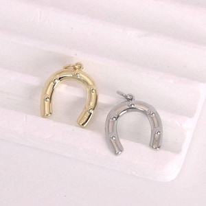 2pcs Horseshoe Charms,18K Gold Filled Horseshoe Pendant,Mini Horseshoe Charm Bracelet Necklace for DIY Jewelry Making Supply