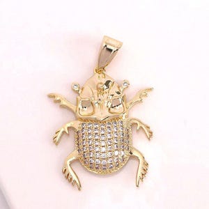 2pcs 18K Gold filled zircon beetle Charm,Beetle necklace pendant,Minimalist pendant, Insect pendant Jewelry Making Supply