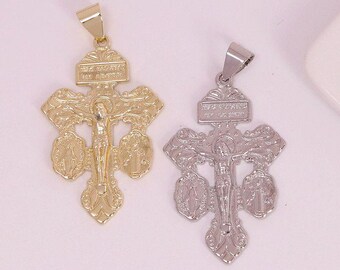 2 pièces pendentif croix, pendentif croix religieuse en or 18 carats, breloque religieux chrétien, religieux catholique, collier croix, fabrication de bijoux