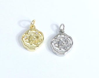 2pcs Gold Plated Flower Charms,Silver Color Flower Pendant,Necklace Bracelet Charm,Jewelry Supplies