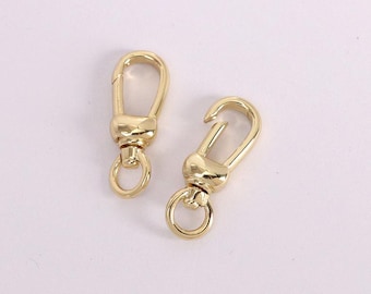 2pcs 18k gold filled lobster swivel clasps,claw clasp,clasps in gold color,rotating keychain,keychain hook,diy making supplies