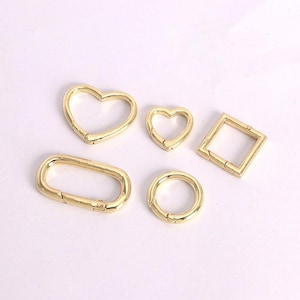 2pcs 18K Gold Filled Oval Carabiner Clasp,Round Clasp,Heart Clasp,Square Clasp,Connector Clasp,Spring Push Gate,DIY Jewelry Supplies