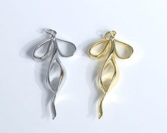 2pcs Gold Bow Charms,Silver Bow Pendant,18K Gold Filled Bow Tie Pendant,Bow Tie Charm Necklace Earrings,For DIY Jewelry Making Supply