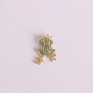 2pcs Gold Frog Pendant,18K Lucky Charm Pendant,Green Zircon Toad Jewelry,Dainty Amphibian Necklace,DIY Unique Birthday Gift