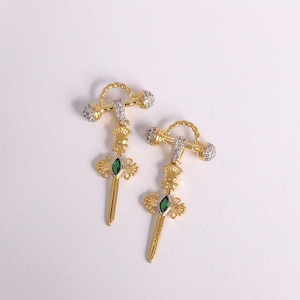 2pcs Gold Sword Pendant,18K Gold Filled Sword Charm,Dainty Zircon Sword Charm,Sword Charm DIY Bracelet Necklace Jewelry Making Findings