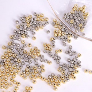 50pcs Gold Round Rubber Stoppers Beads,18K Gold Filled Rubber Stoppers Beads,5MM/4MM/3MM Stopper Beads,Bracelet Necklace DIY