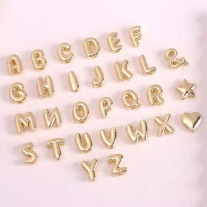 2 pingentes com pingentes iniciais, ouro 18K, 26 letras em inglês, pingente de coração/estrela, colar com nome inicial, pulseira, suprimentos para fabricação de joias