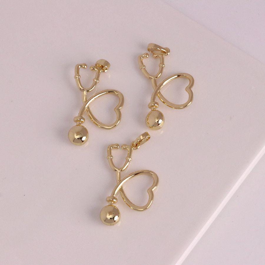 BELUCKIN Nurse Jewelry Set - Stethoscope Charm Necklace & Dangle Earrings, Heart Love Medical Gift For Women-716675