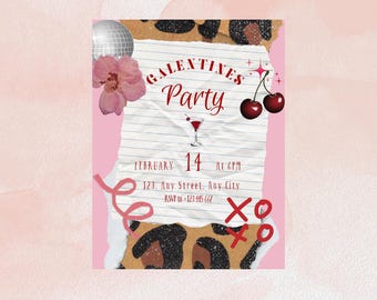 Cheetah Scrapbook Galentine Party Invitiation