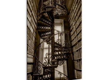 Trinity College Library Print: Vintage Spiral Staircase Art