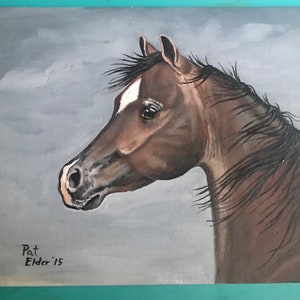 Original horse painting , horse wall art, bay horse art, thoroughbred horse art, brown horse painting, closeup horse art, OOAK bay horse