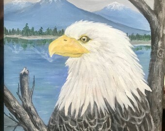 Bald eagle painting, bald eagle art, eagle wall decor, eagle artwork, OOAK eagle art, patriotic artwork, original eagle art, eagle decor