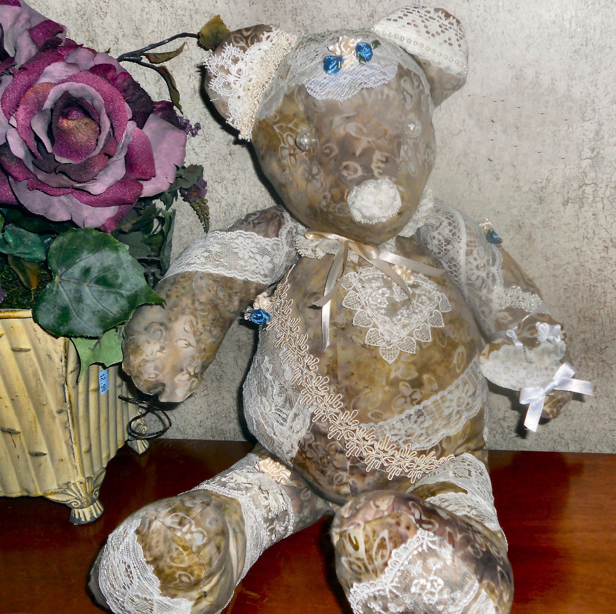 Victorian Teddy Bear crazy lace artist bear Millicent Nicole Etsy