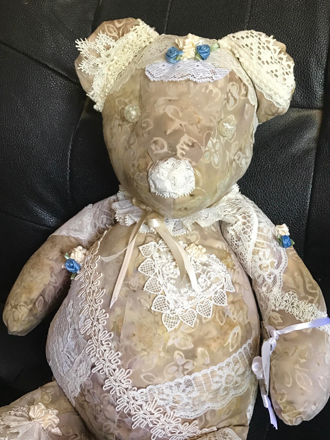 Victorian Teddy Bear crazy lace artist bear Millicent Nicole Etsy