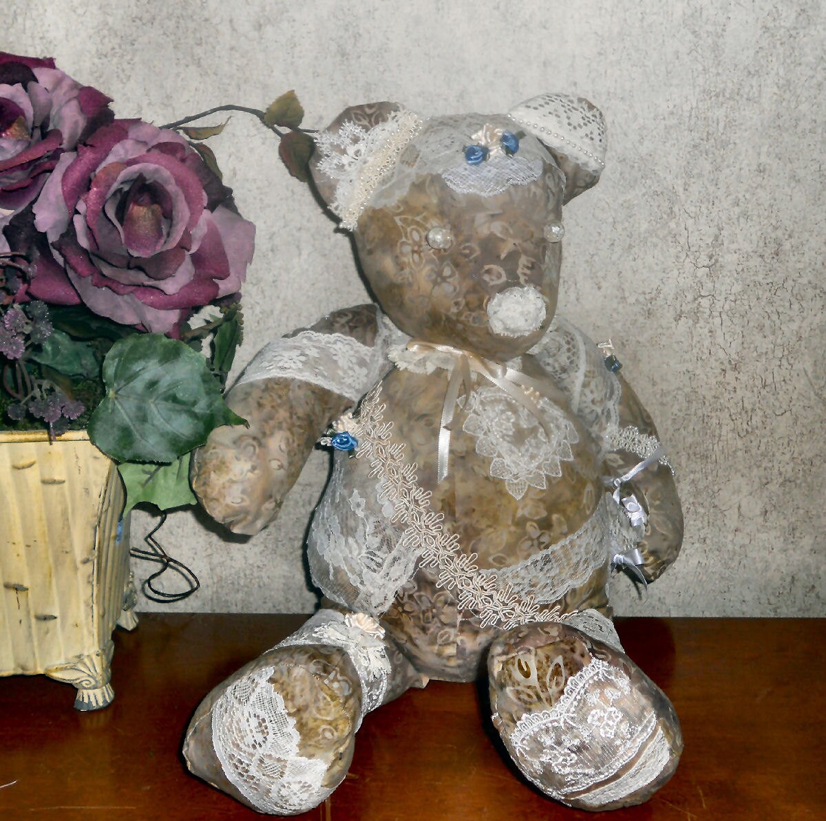 Victorian Teddy Bear crazy lace artist bear Millicent Nicole Etsy