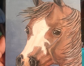 Miniature Horse painting,  horse portrait,  original horse painting, horse head painting, mini horse painting, mini horse art, sorrel horse