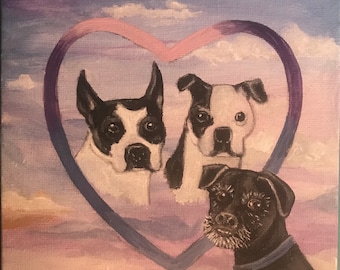 Pet memorial art, remembrance painting deceased pet, original acrylic pet art, rainbow bridge pet painting, custom remembrance pet artwork