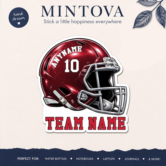 Custom Football  Sticker Personalized Player Name American Football Sports Name and Number, Helmet