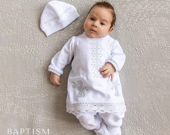 Traje de bautizo de terciopelo de lujo para bebé niño: bata