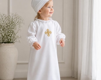 Linen Baptism Gown for Baby Boy or Girl
