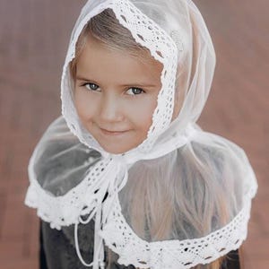 Kindersluier voor kerk, witte korte kindersluier, katholieke kerksluier eerste communie, kerkhoofddoek meisjes