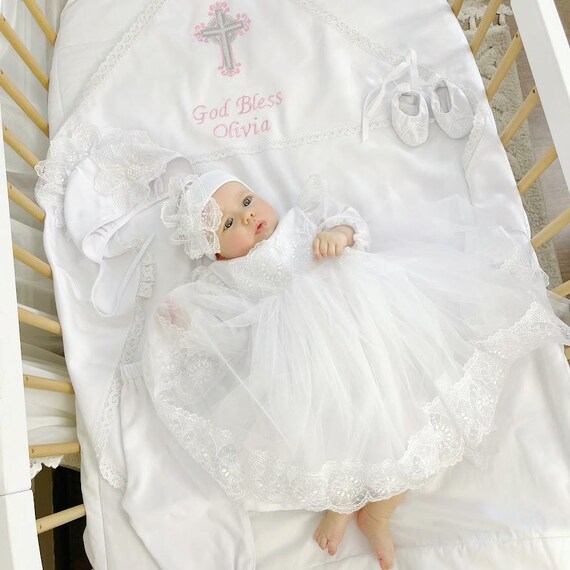 linen christening dress Firenze Christening Gown